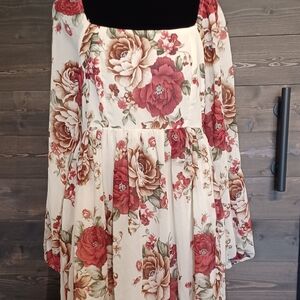 SHEIN Floral Dress with Red and Cream Tones